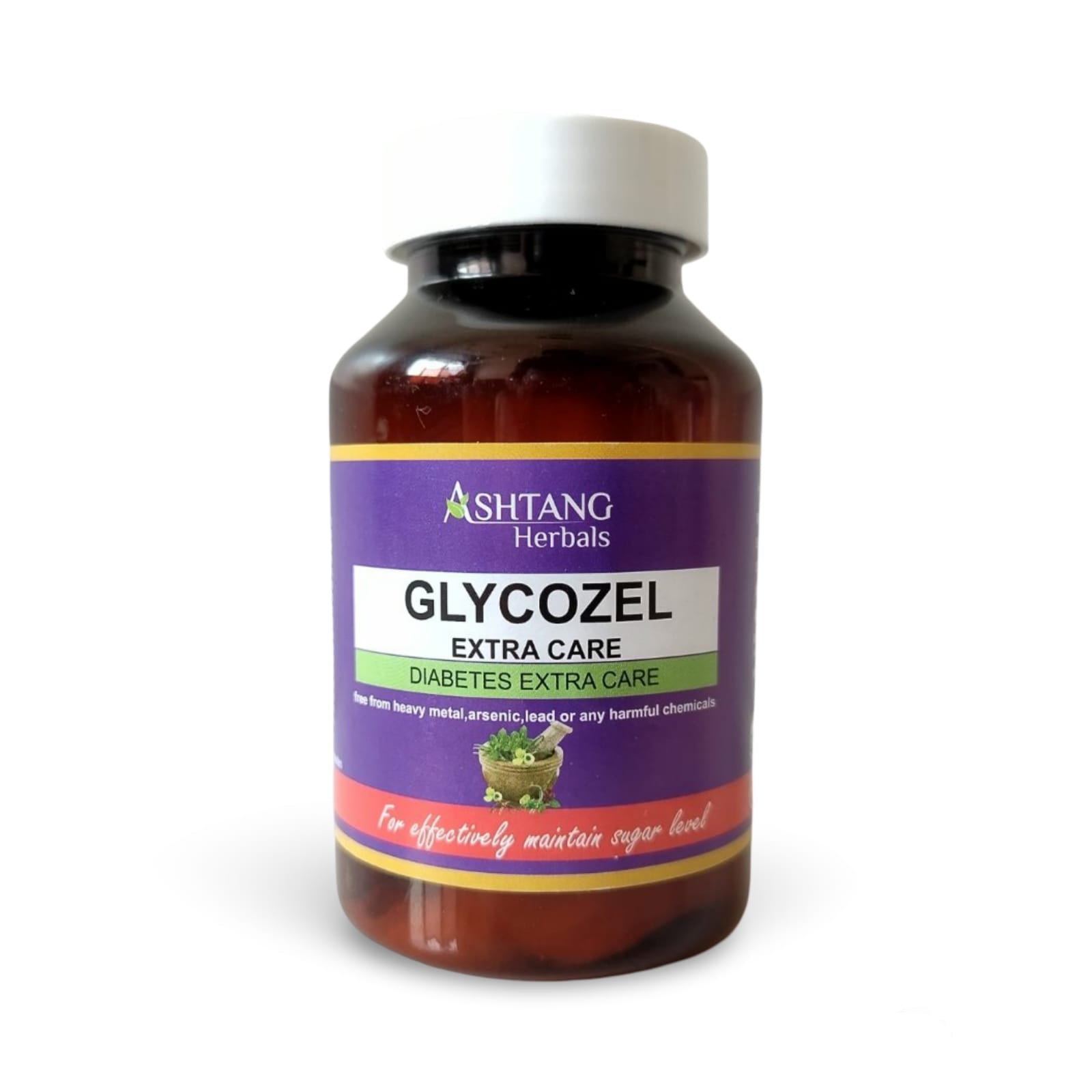 Bottle of Ashtang Glycozel Extra Care on a white background